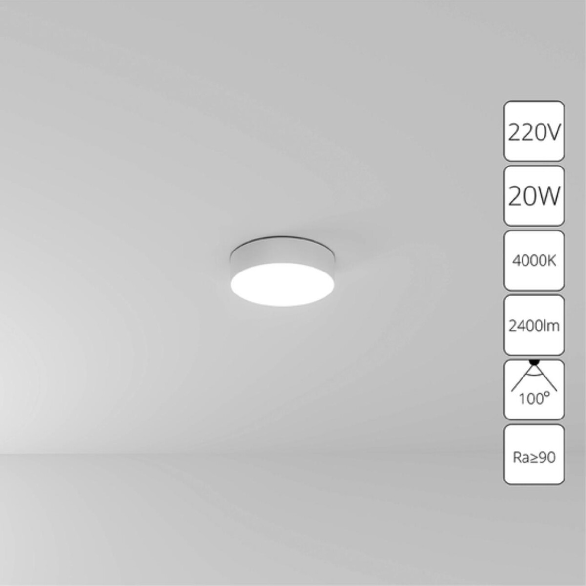 A6620PL-1WH СВЕТИЛЬНИК ПОТОЛОЧНЫЙ FADO 220В 220мм 20Вт 2400Лм 4000К 90+ 110° — изображение 1