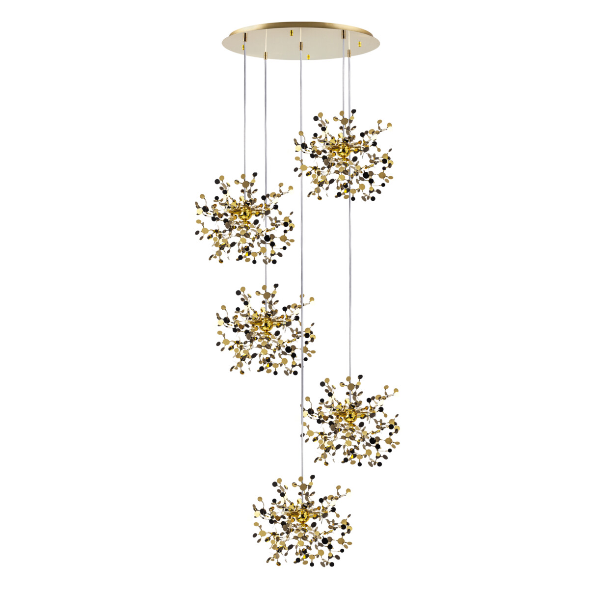 L5PR721132 Подвес пятерной круглый EXTRA 5x3x5W(led) G9  (721132 - 5 + 572152 -1) ЗОЛОТО — изображение 1