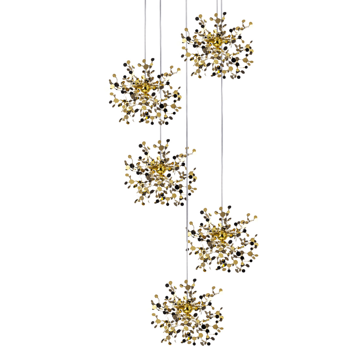 L5PR721132 Подвес пятерной круглый EXTRA 5x3x5W(led) G9  (721132 - 5 + 572152 -1) ЗОЛОТО — изображение 4