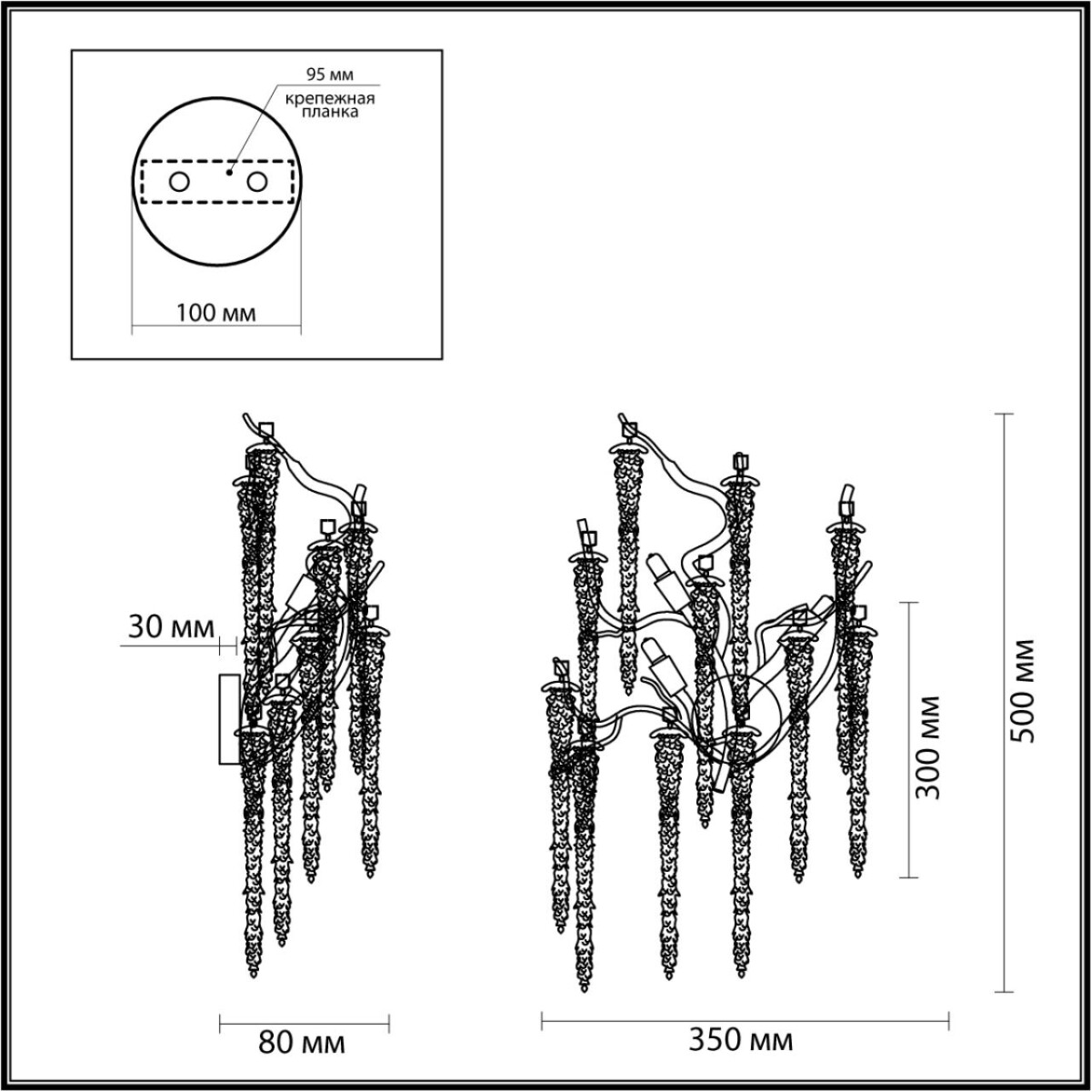 5005/3W HALL ODL23 617 золотой/прозрачный металл/хрусталь Бра G9 3*40W BANCHE — изображение 3