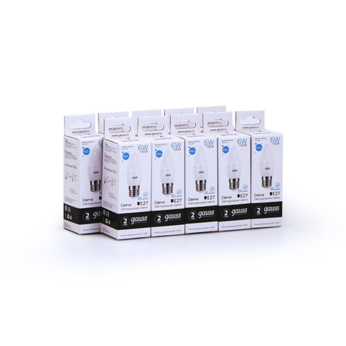 33226 Лампа Gauss LED Elementary Свеча 6W E27 450lm 4100K 1/10/50 — изображение 5