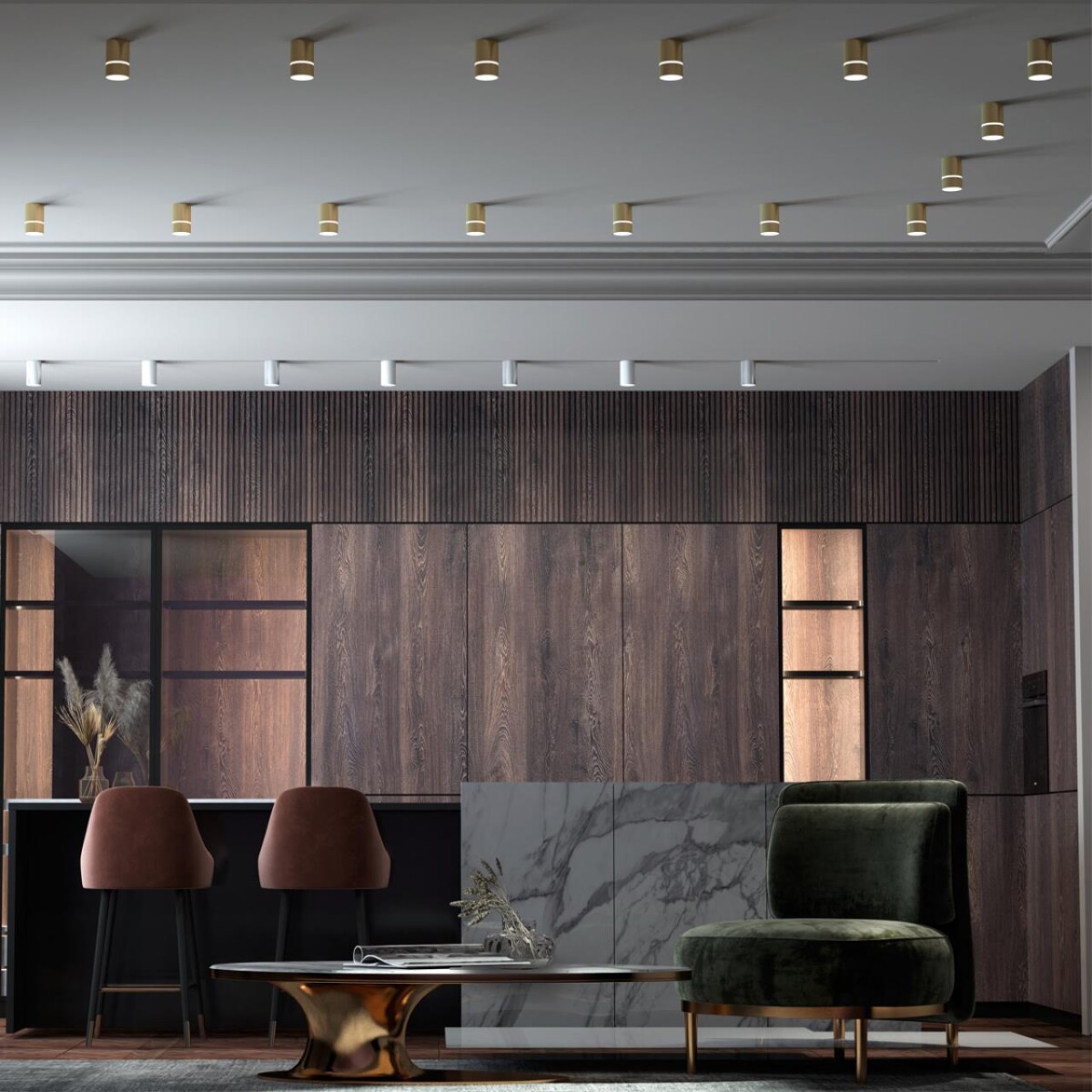 370734 OVER NT21 424 золото Светильник накладной IP20 GU10 9W 235V ELINA — изображение 1