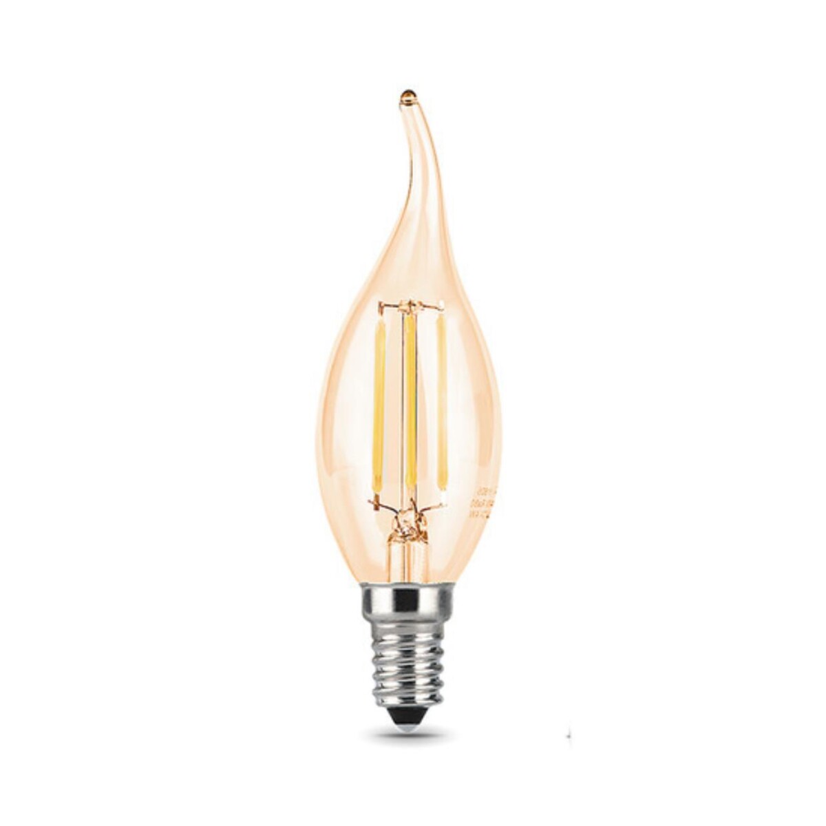 104801005 Лампа Gauss LED Filament Свеча на ветру E14 5W 400lm 2700K Golden 1/10/50 — изображение 2