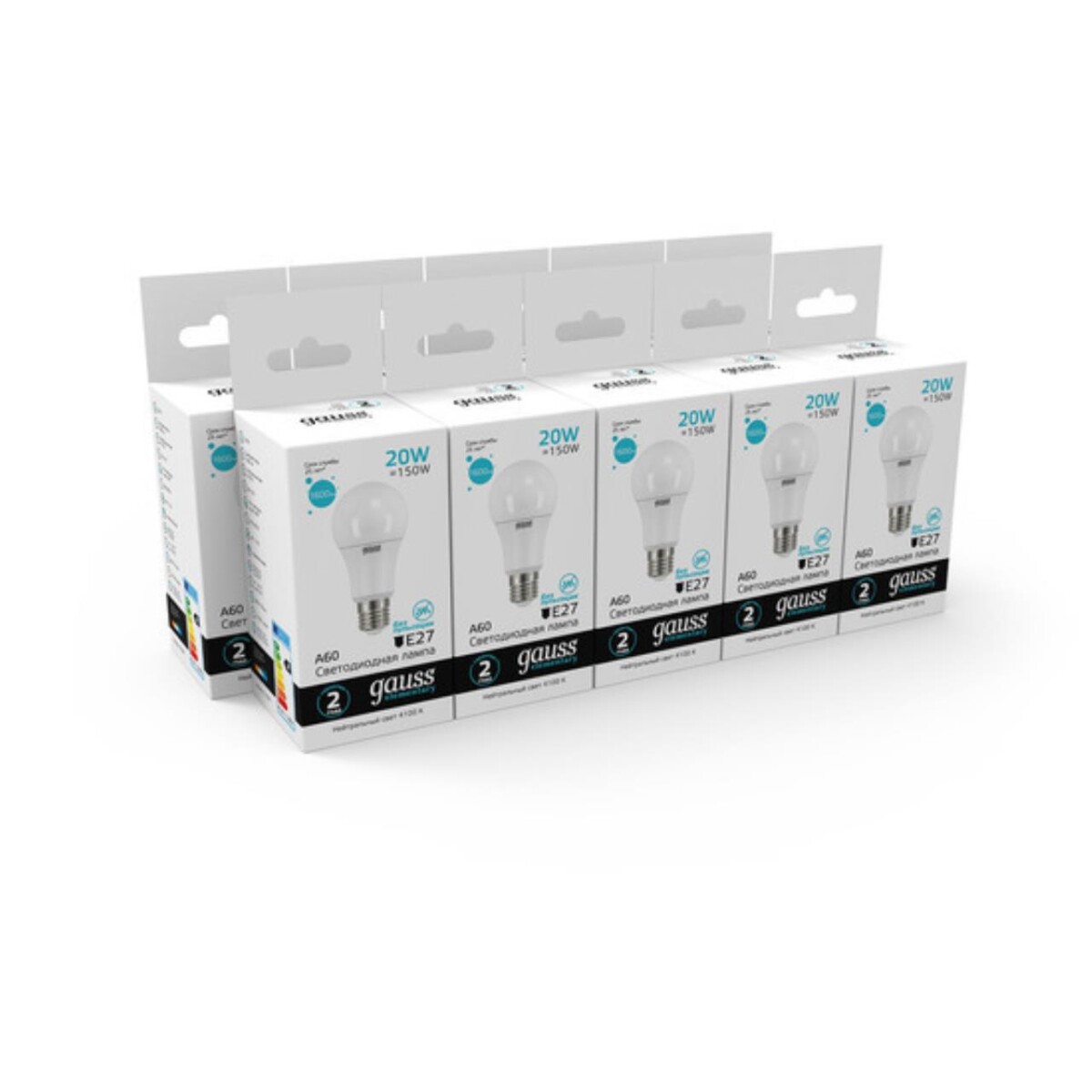 23229 Лампа Gauss LED Elementary A60 20W E27 1600lm 4100K 1/10/50 — изображение 5