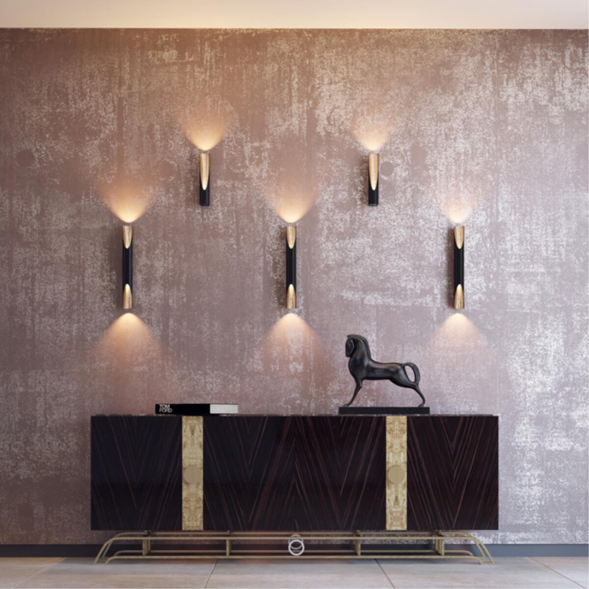 6671/8WL HIGHTECH ODL19 000 металл/черный с золотым фольгированием Настенный светильник LED 8W 3000К WHITNEY (ВМЕСТО 3816/8WL) — изображение 1