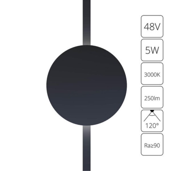 A1163PL-1BK СВЕТИЛЬНИК НАСТЕННЫЙ RAPID 48В 5Вт 250лм 3000К 90+ 120°