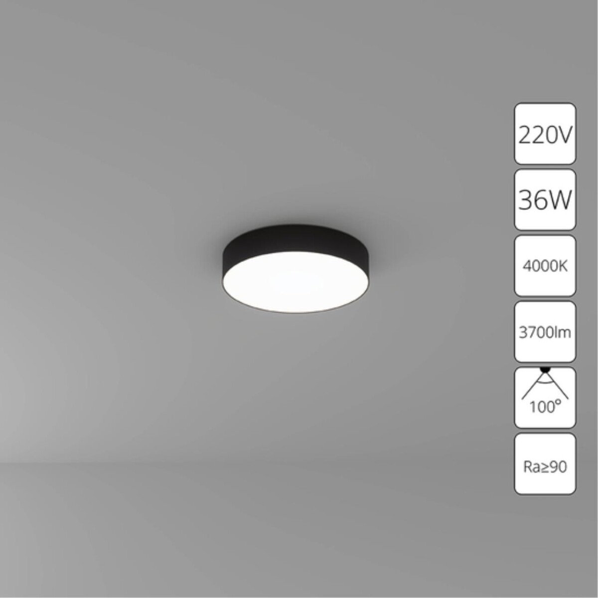 A6635PL-1BK СВЕТИЛЬНИК ПОТОЛОЧНЫЙ FADO 220В 300мм 36Вт 3700Лм 4000К 90+ 110° — изображение 1