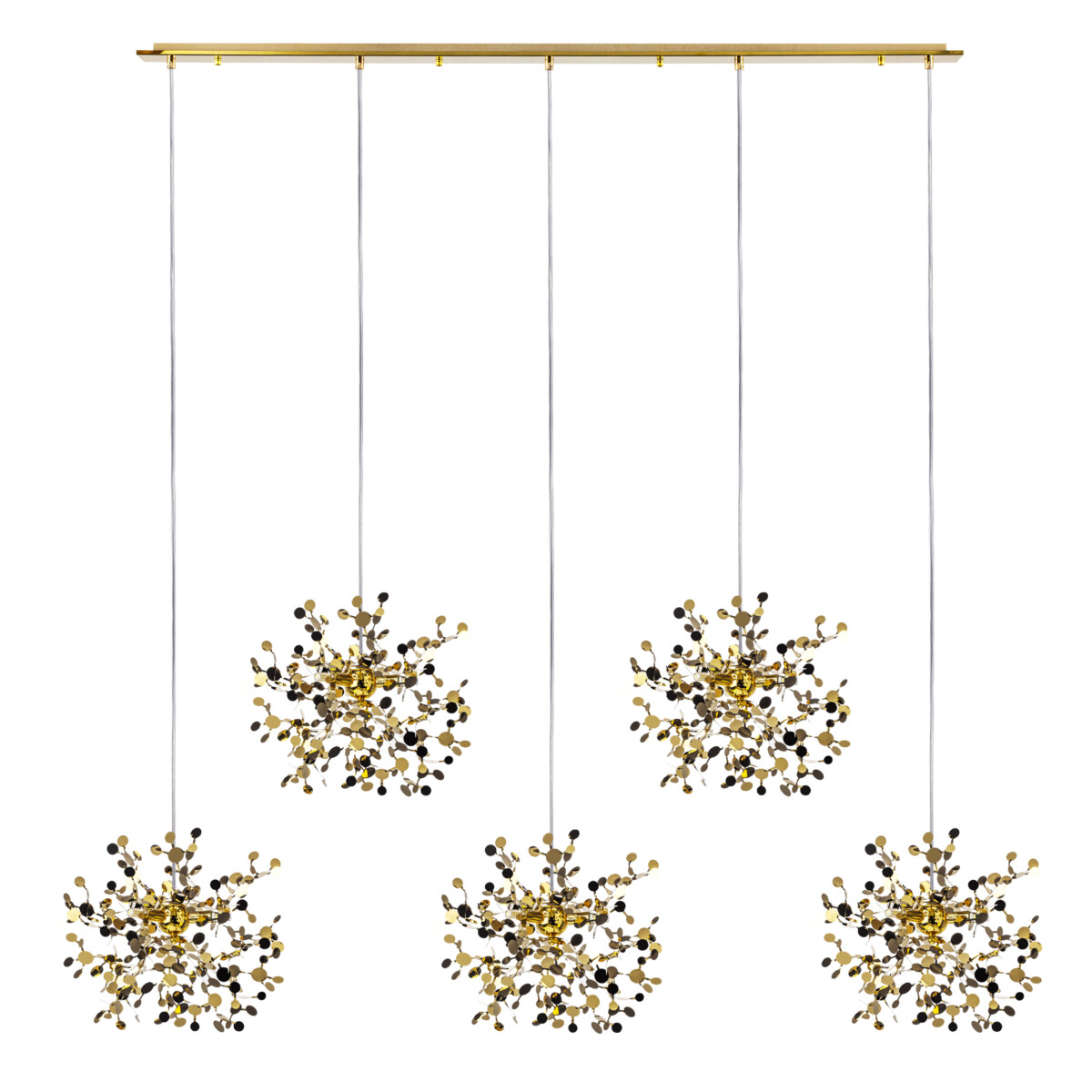 L5PL721132 Подвес пятерной линейный EXTRA 5x3x5W(led) G9  (721132 - 5 + 572162 -1) ЗОЛОТО — изображение 1