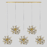 L5PL721132 Подвес пятерной линейный EXTRA 5x3x5W(led) G9  (721132 - 5 + 572162 -1) ЗОЛОТО — изображение 2