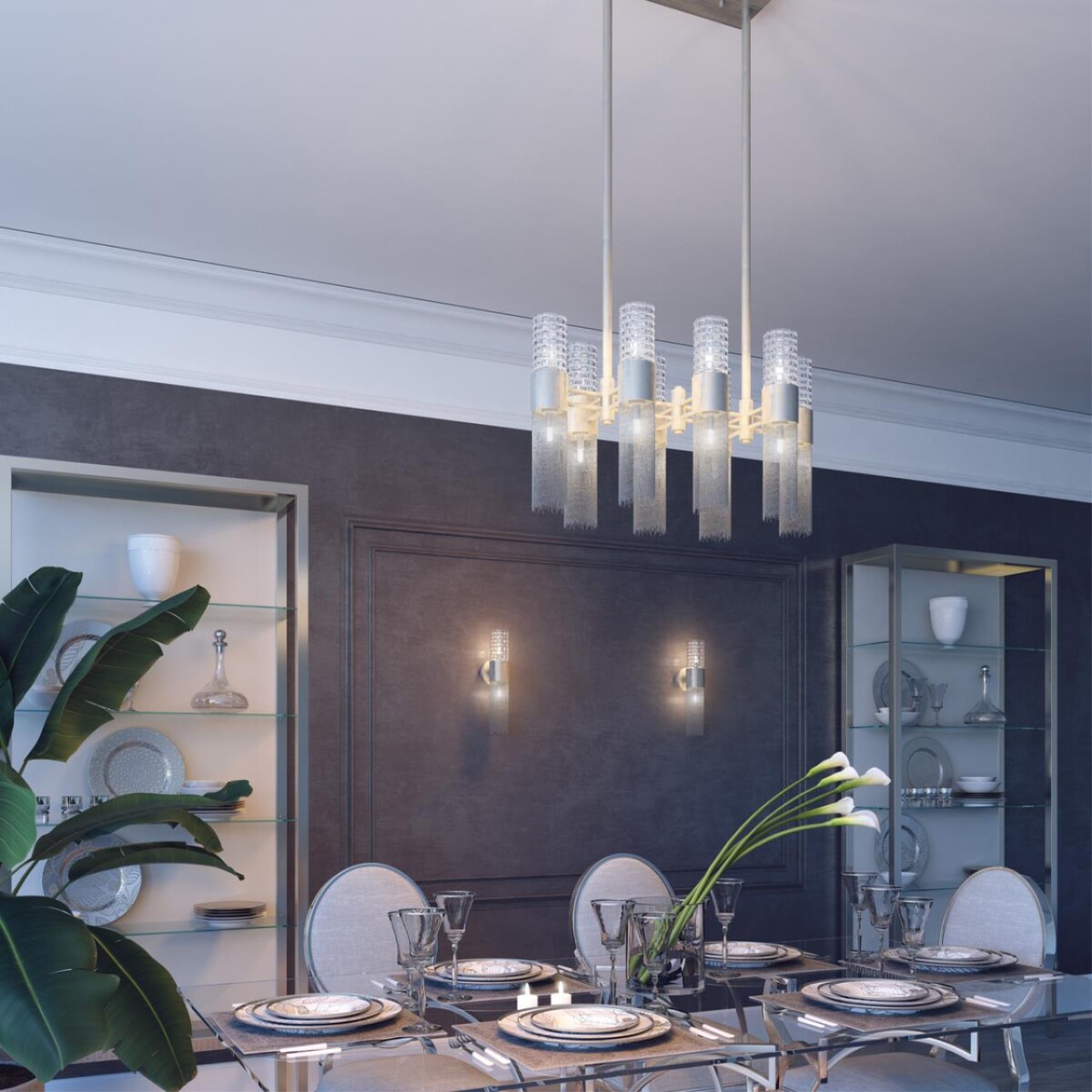 4631/2W HALL ODL20 421 серебристый/стекло/металл.цепочки Бра G9 2*5W 220V PERLA — изображение 1