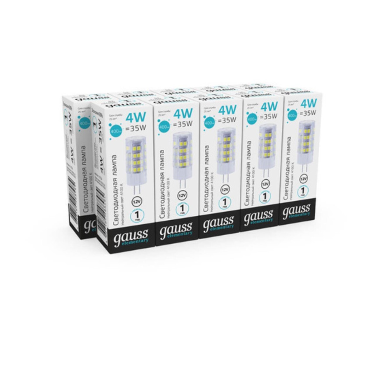 10724 Лампа Gauss Elementary G4 12V 4W 400lm 4100K керамика LED 1/10/200 — изображение 5