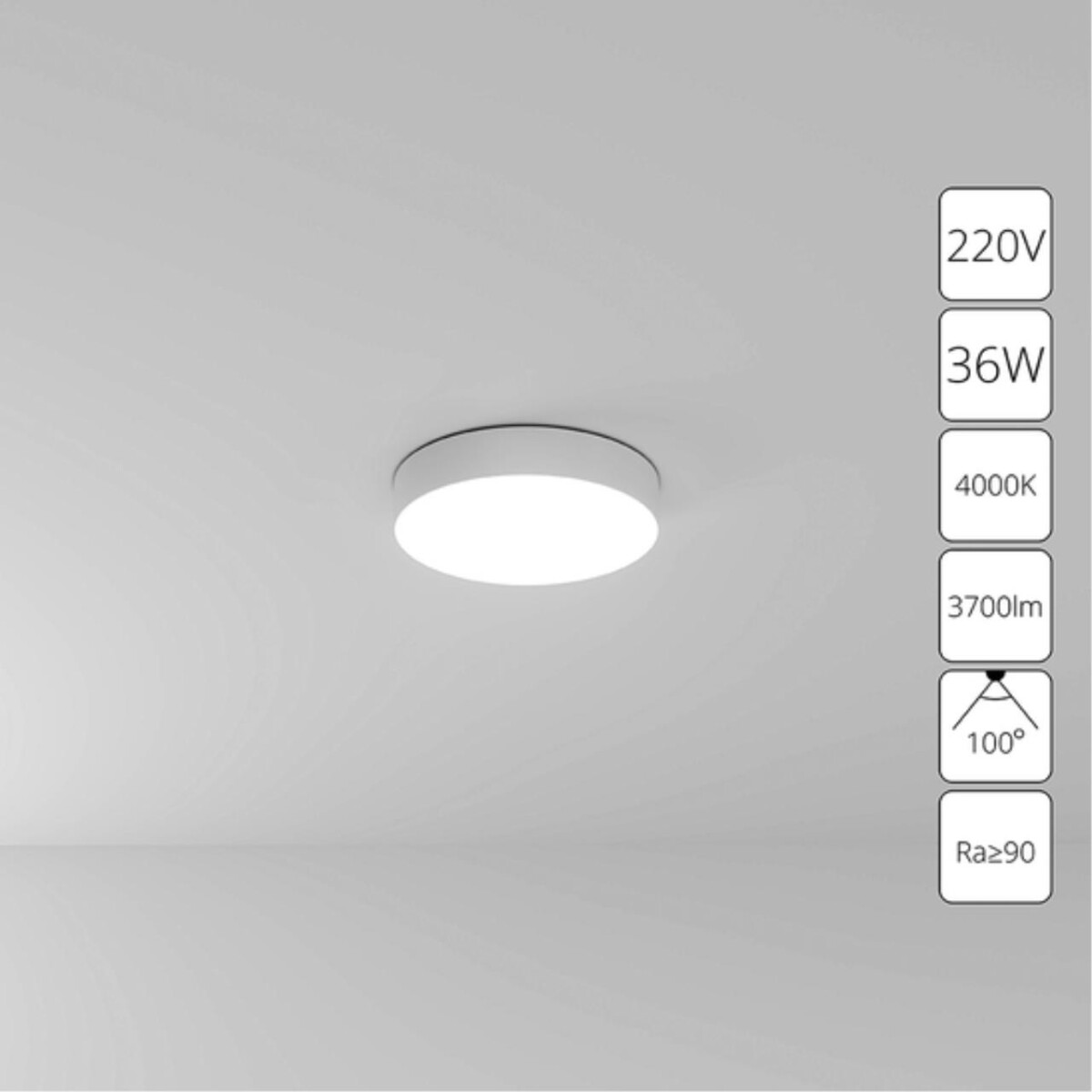 A6635PL-1WH СВЕТИЛЬНИК ПОТОЛОЧНЫЙ FADO 220В 300мм 36Вт 3700Лм 4000К 90+ 110° — изображение 1