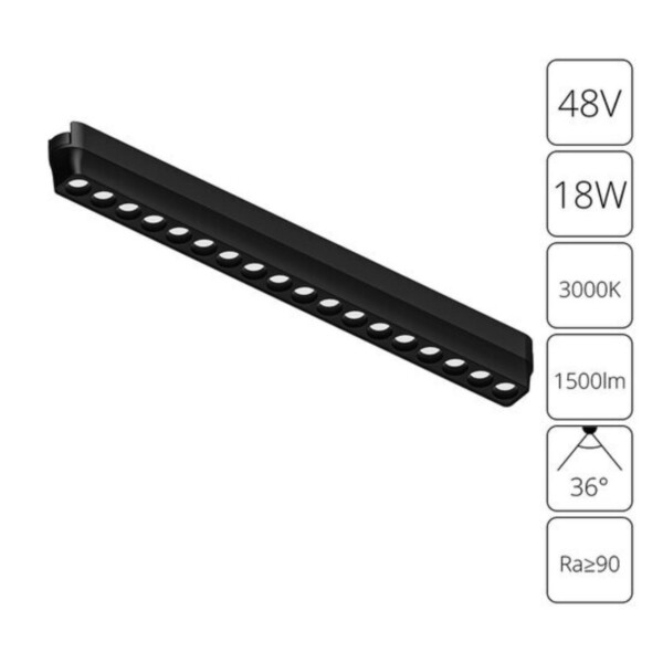 A1169PL-1BK СВЕТИЛЬНИК ПОТОЛОЧНЫЙ RAPID 48В 18Вт 1500лм 3000К 90+ 36°