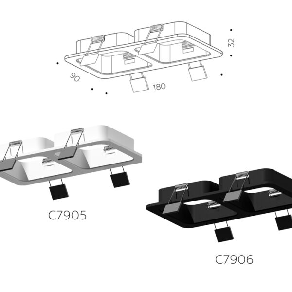 C7905 SWH белый песок 180*90*H32mm MR16 GU5.3