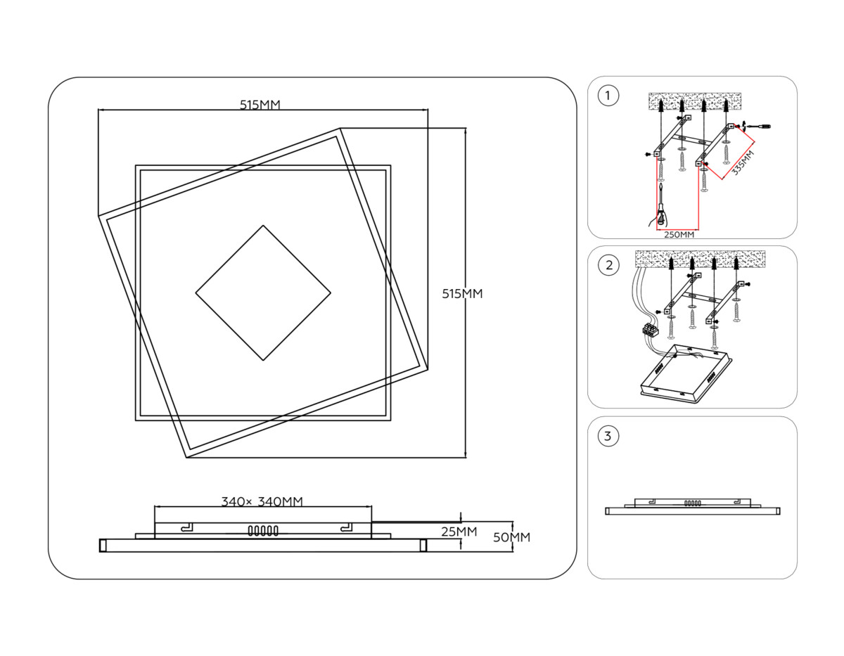 FL4791 WH/BK/WD белый/черный/дерево 77W 3000-6000K 515*515*50 (без ПДУ) — изображение 7