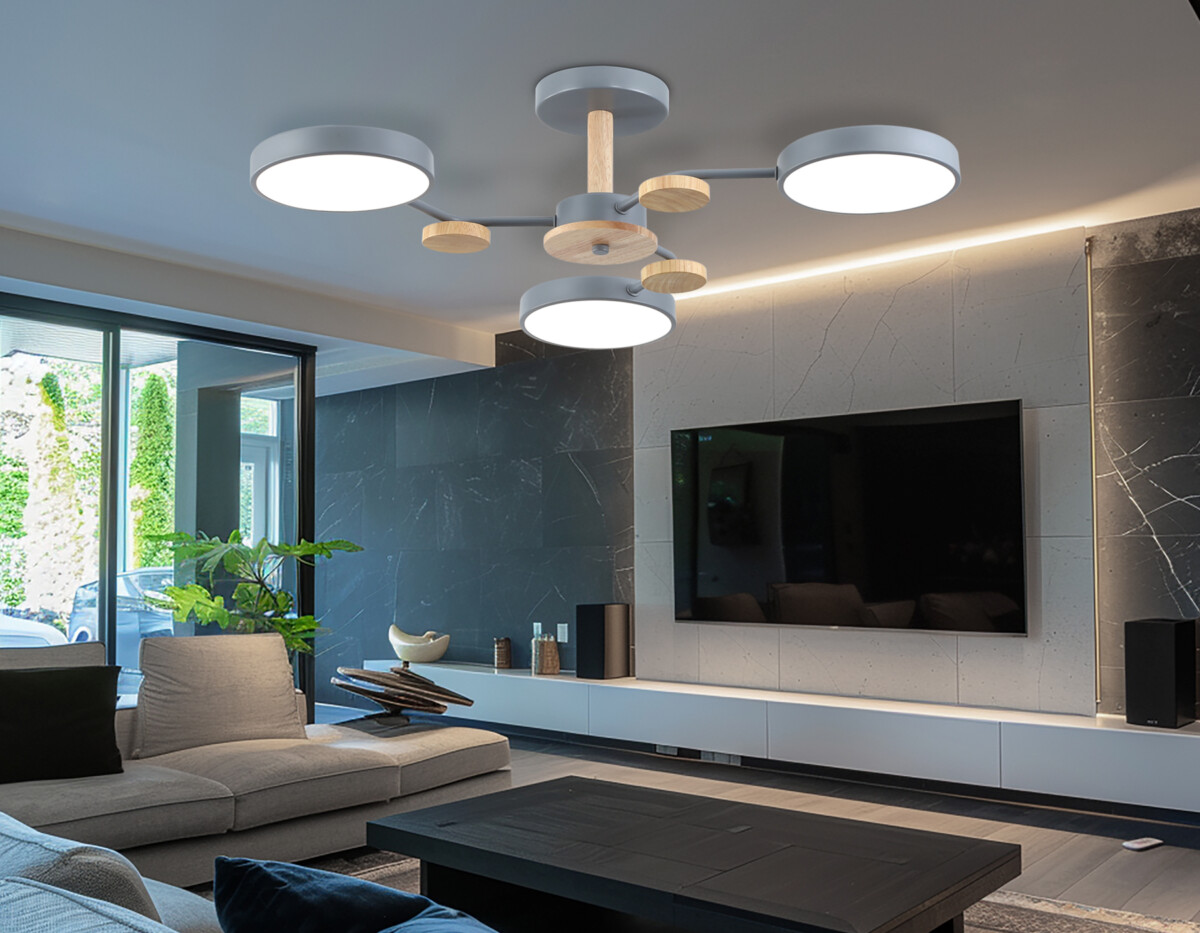 FL4856/3 GR/WD серый/дерево 54W 3000-6000K D660*170 (без ПДУ) — изображение 6