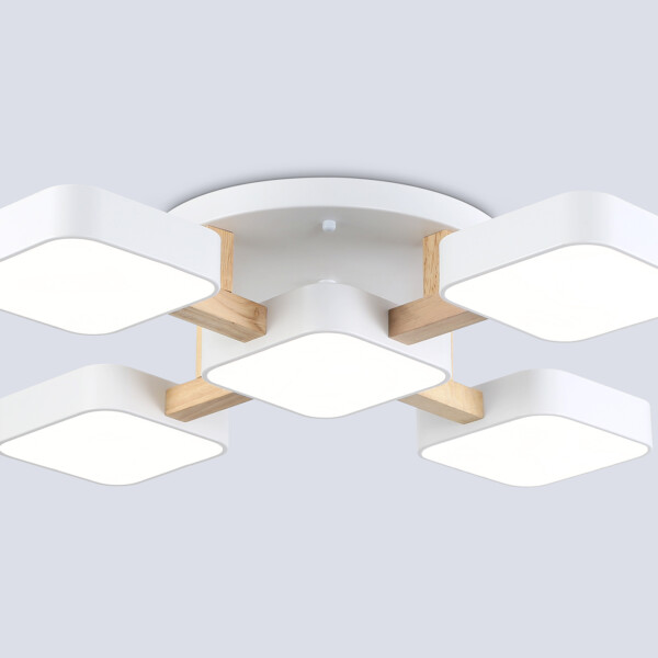 FL4881/5 WH/WD белый/дерево 90W 3000-6000K 675*675*110 (без ПДУ)