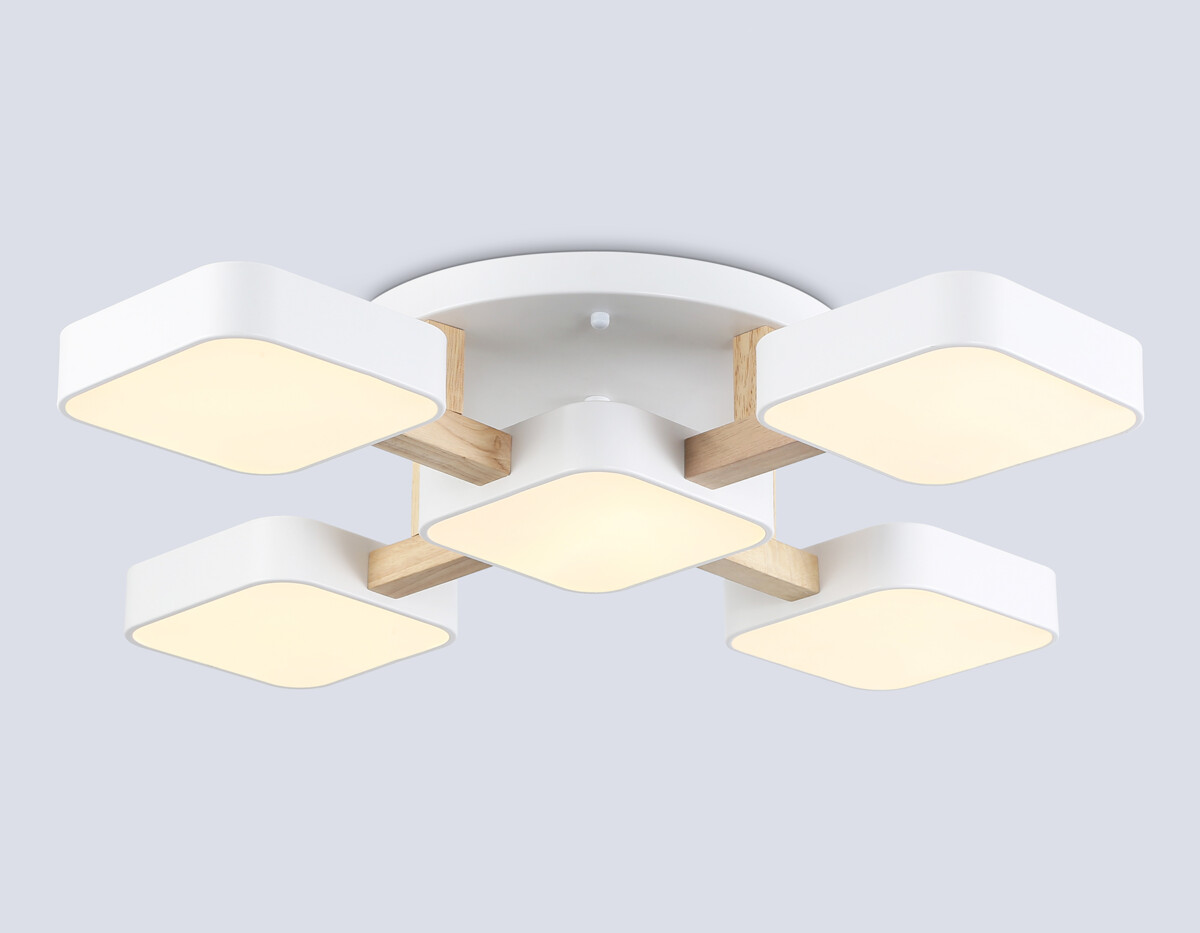 FL4881/5 WH/WD белый/дерево 90W 3000-6000K 675*675*110 (без ПДУ) — изображение 2