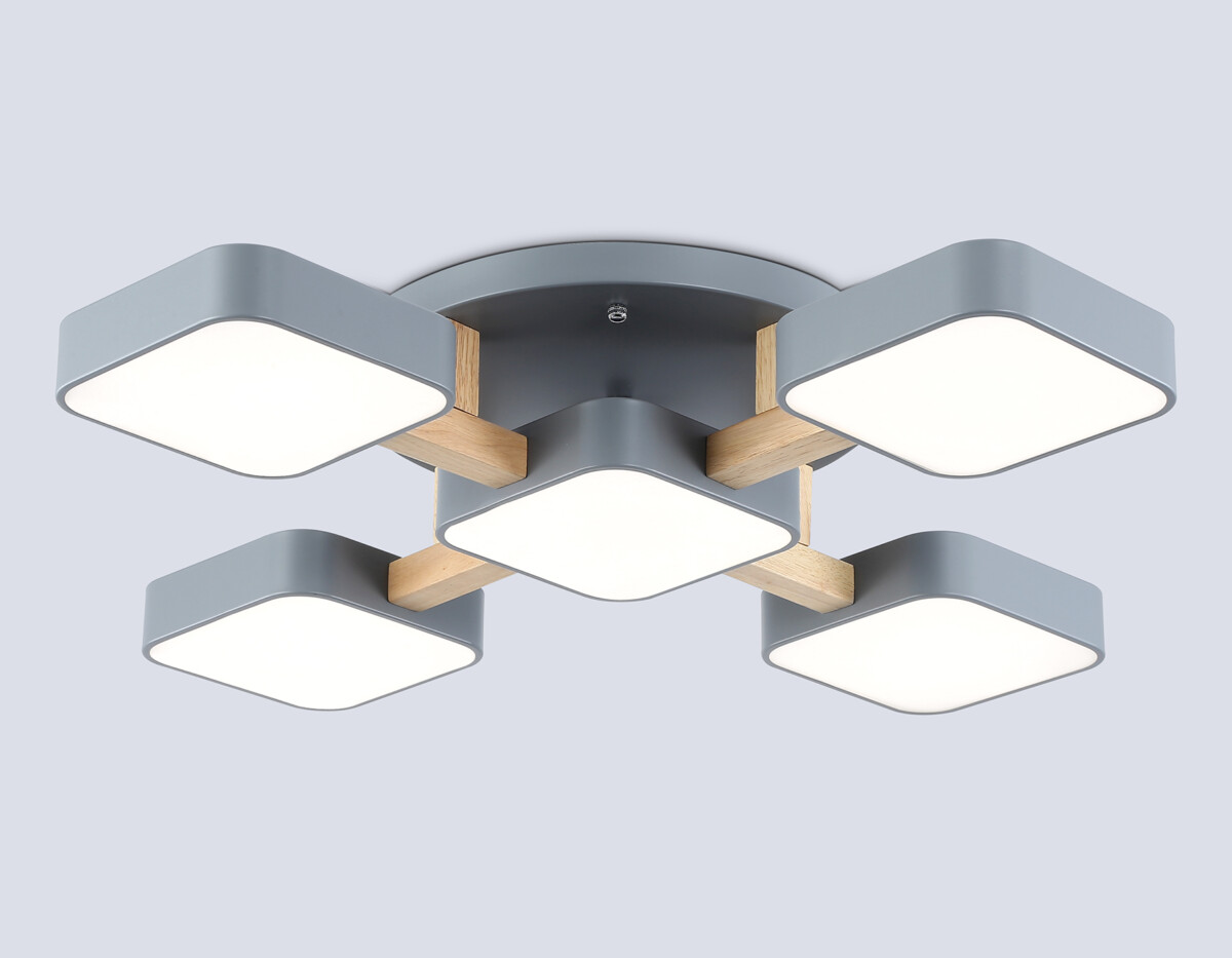 FL4882/5 GR/WD серый/дерево 90W 3000-6000K 675*675*110 (без ПДУ) — изображение 1