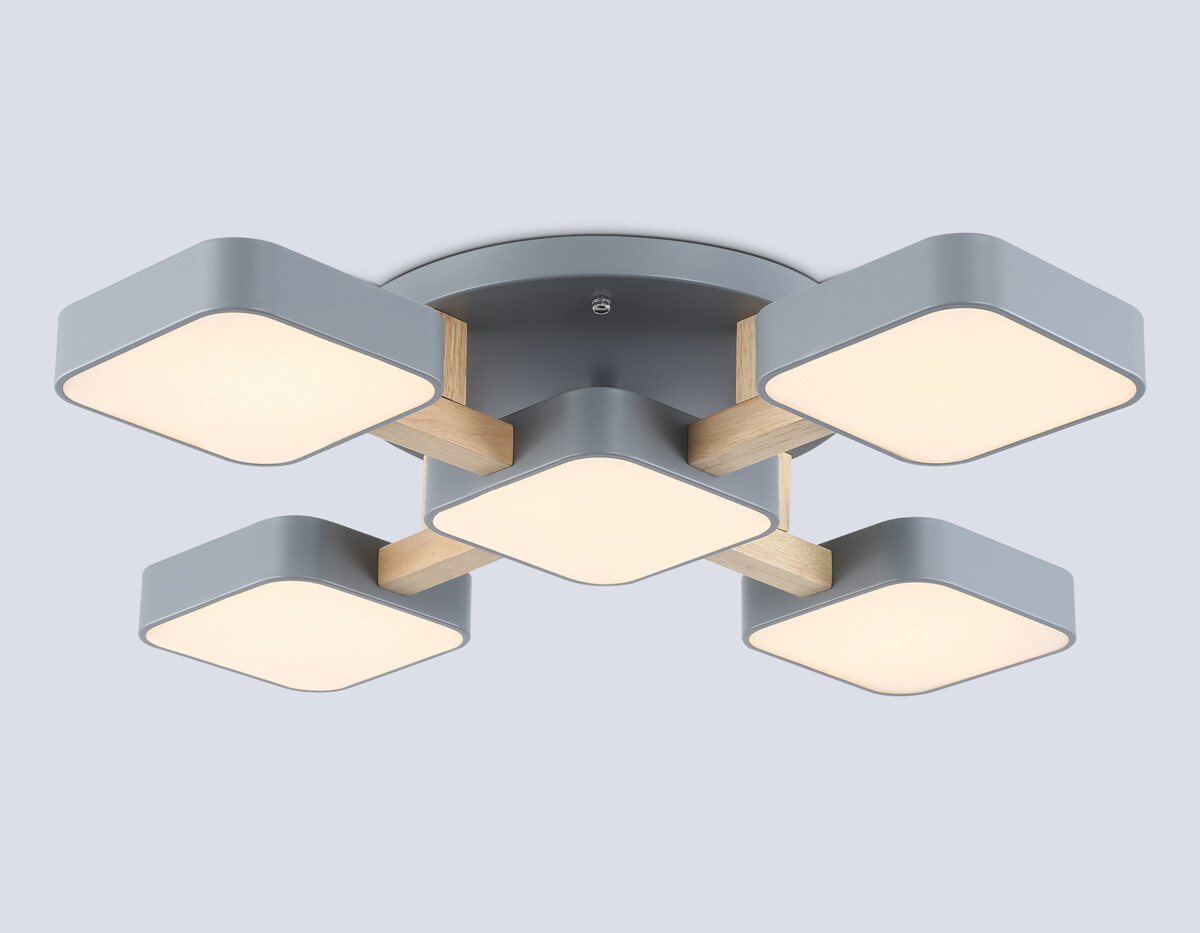 FL4882/5 GR/WD серый/дерево 90W 3000-6000K 675*675*110 (без ПДУ) — изображение 2