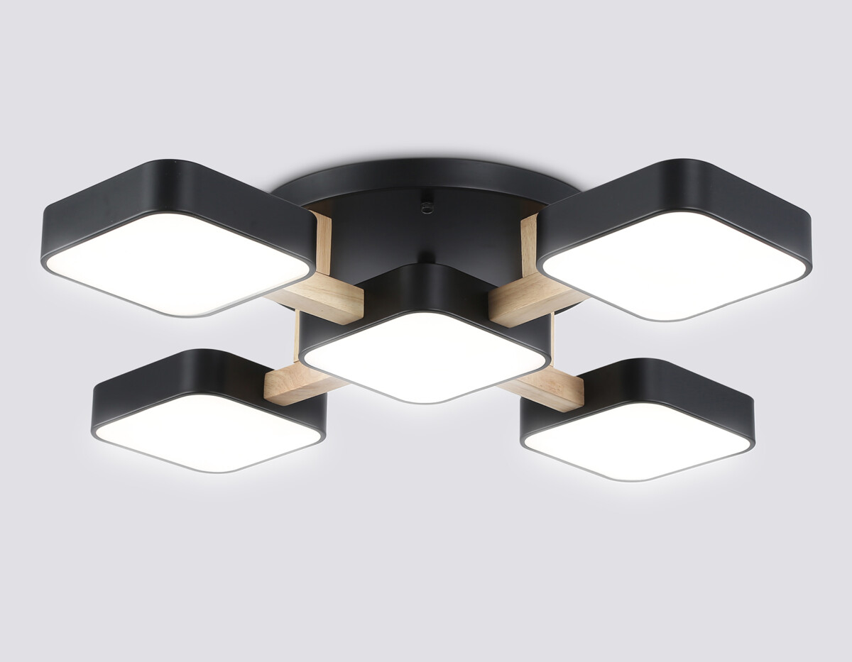 FL4883/5 BK/WD черный/дерево 90W 3000-6000K 675*675*110 (без ПДУ) — изображение 1