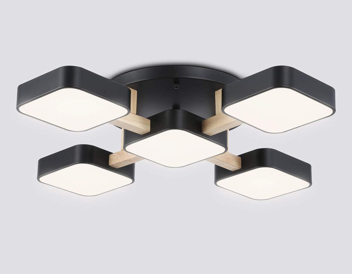 FL4883/5 BK/WD черный/дерево 90W 3000-6000K 675*675*110 (без ПДУ) — изображение 2