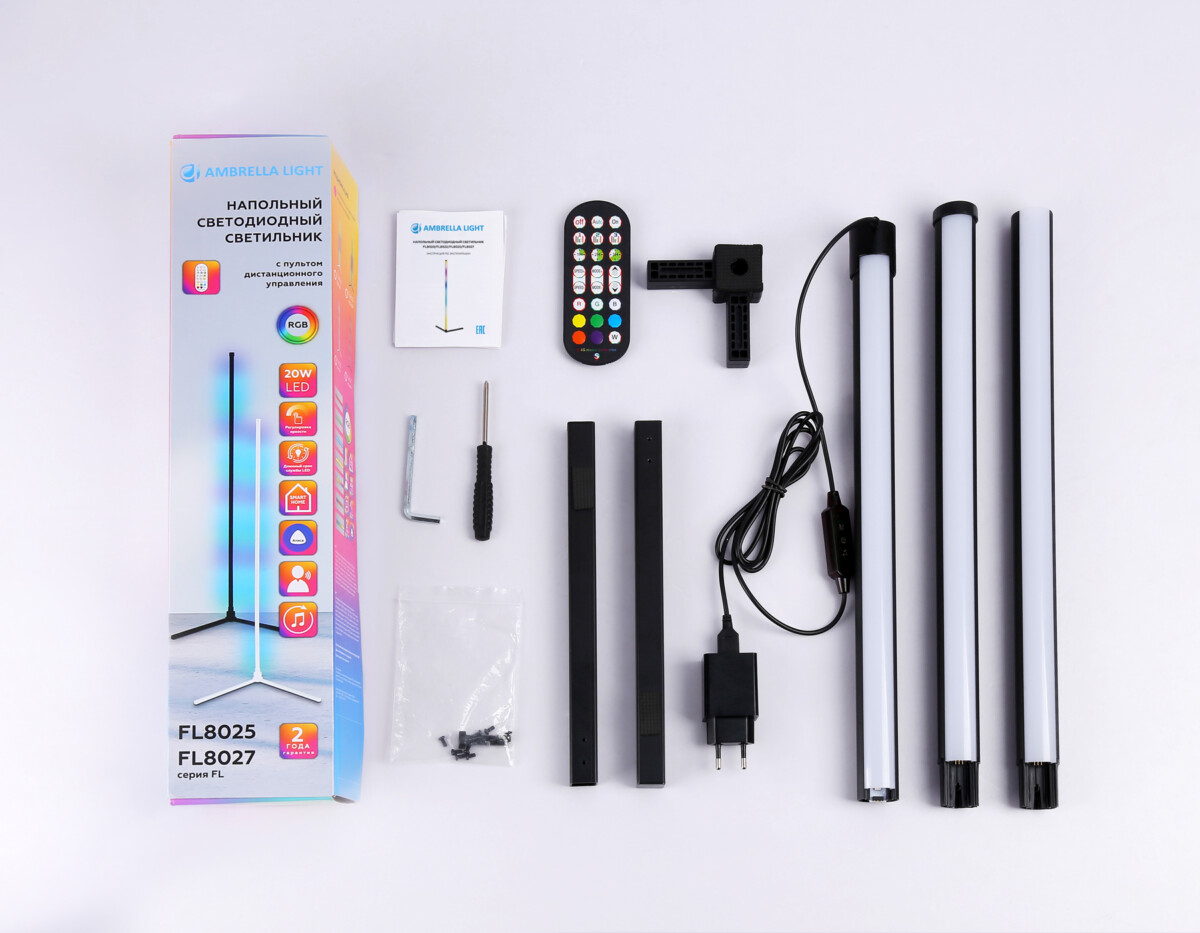 FL8022 BK черный LED 15W RGB D32*1250 (ПДУ РАДИО 2.4G) — изображение 5