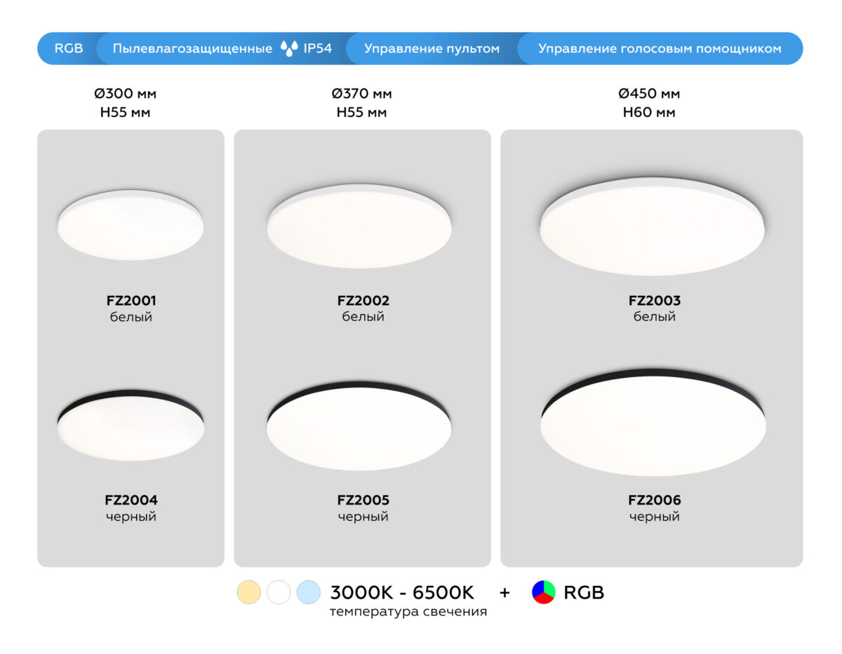 FZ2006 BK черный IP54 30W 3000K-6500K+RGB Wi-Fi Алиса/Tuya/Smart Home/Alexa D450*60 (ПДУ ИК) — изображение 8
