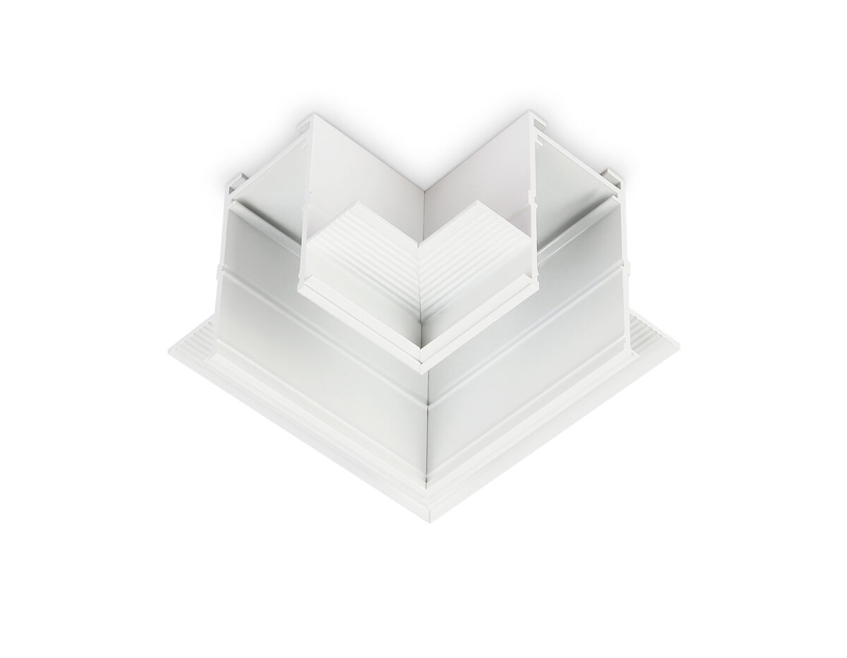 GL1039 WH белый коннектор угловой для встраиваемого магнитного шинопровода Magnetic 220V 80*80*47 — изображение 1