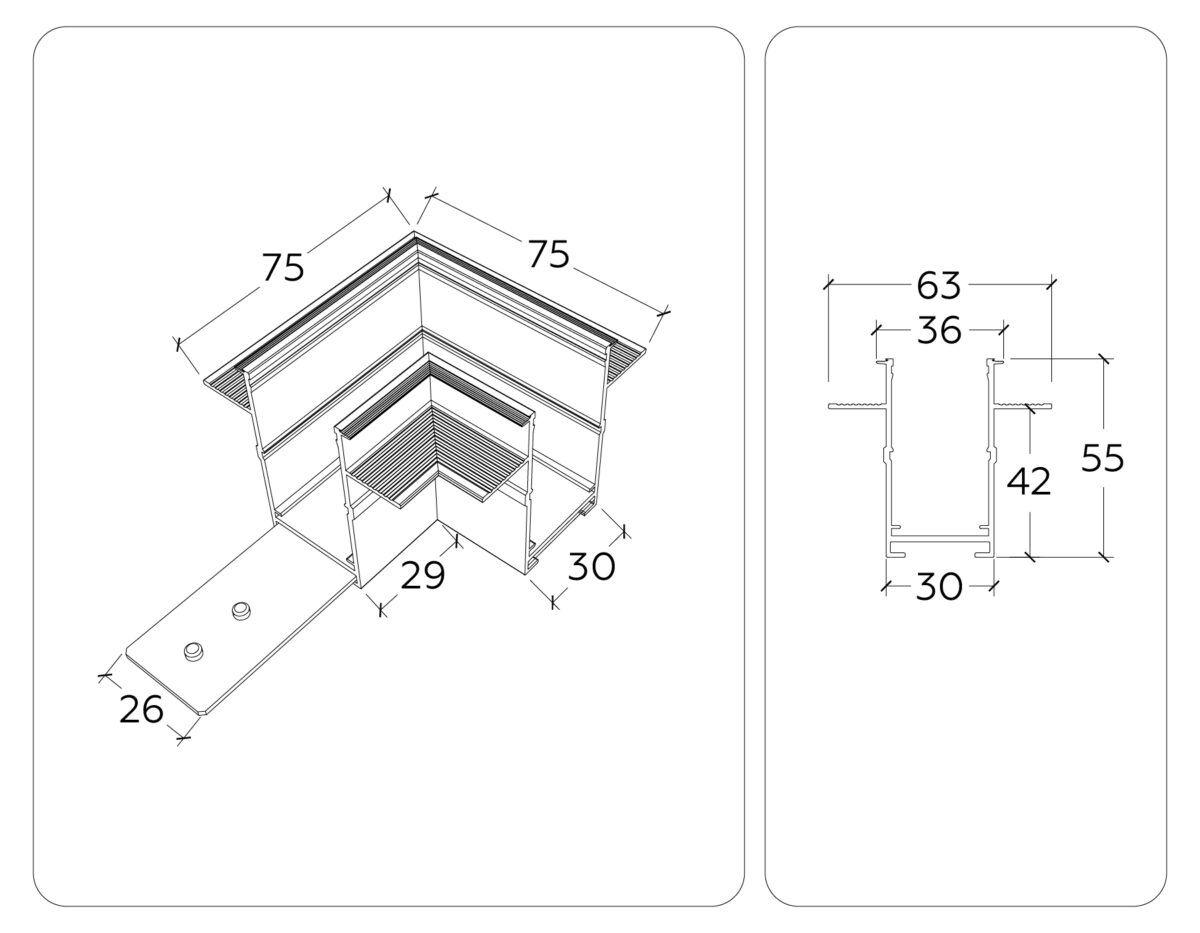 GL1040 BK черный коннектор угловой для встраиваемого шинопровода Magnetic 220V 80*80*47 — изображение 4