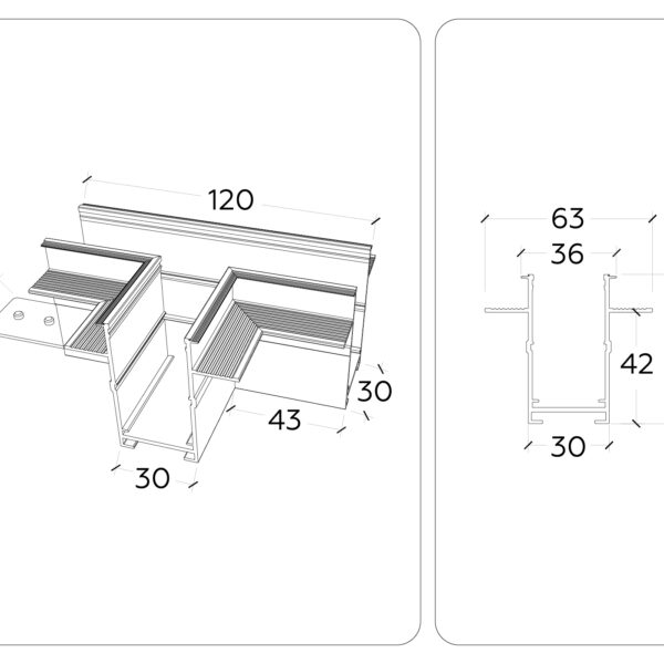 GL1042 BK черный коннектор T-образный для встраиваемого шинопровода Magnetic 220V 110*80*47