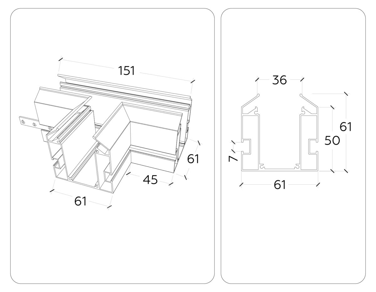 GL1044 BK черный коннектор Т-образный для корпуса в натяжной потолок Magnetic 220V 140*100*61 — изображение 3
