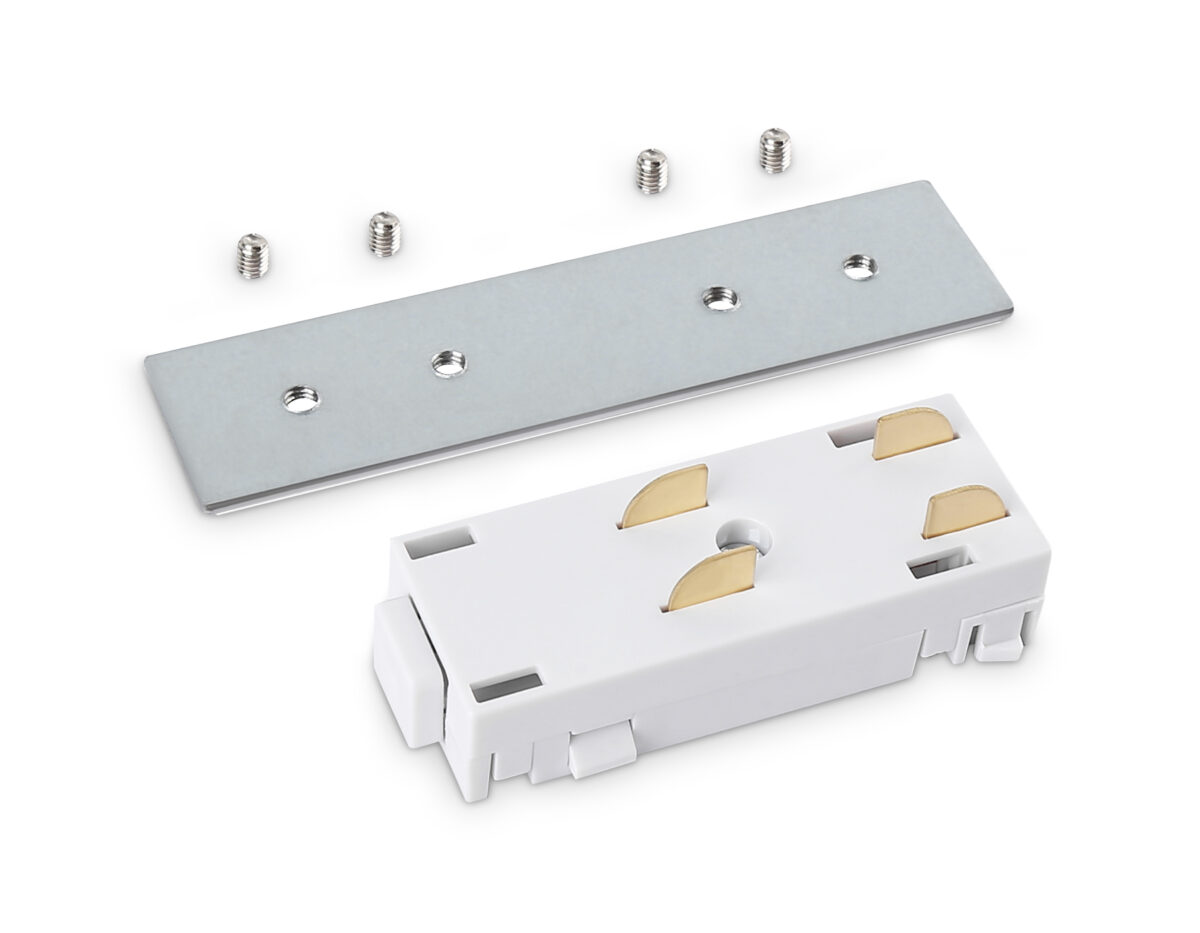 GL1105 WH белый коннектор питания с соеденителем прямой для шинопровода Magnetic 220V 68*28.5*18 — изображение 1