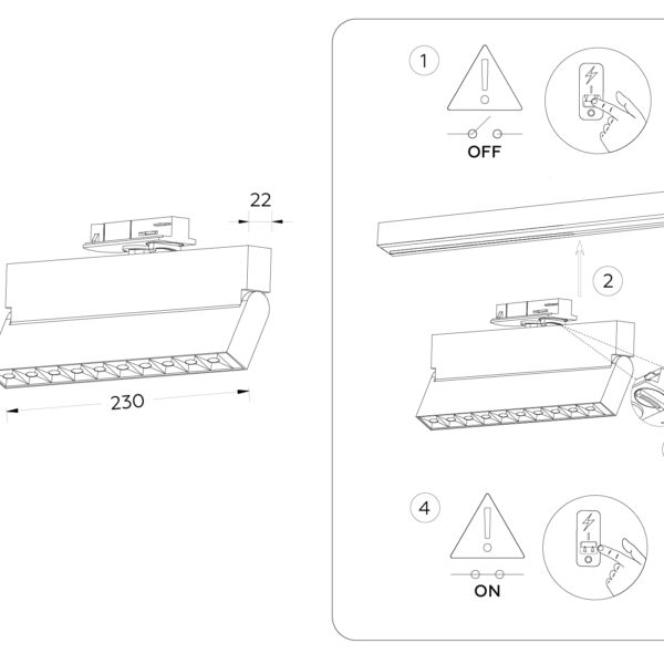 GL6819 BK черный LED 12W 4200K 24° 230*22*87