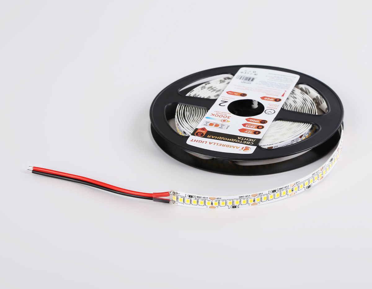 GS1401 2835 240Led/ 17W m/ 12V IP20 3000K/ 5000*10*1.2mm (2 конт.) — изображение 6