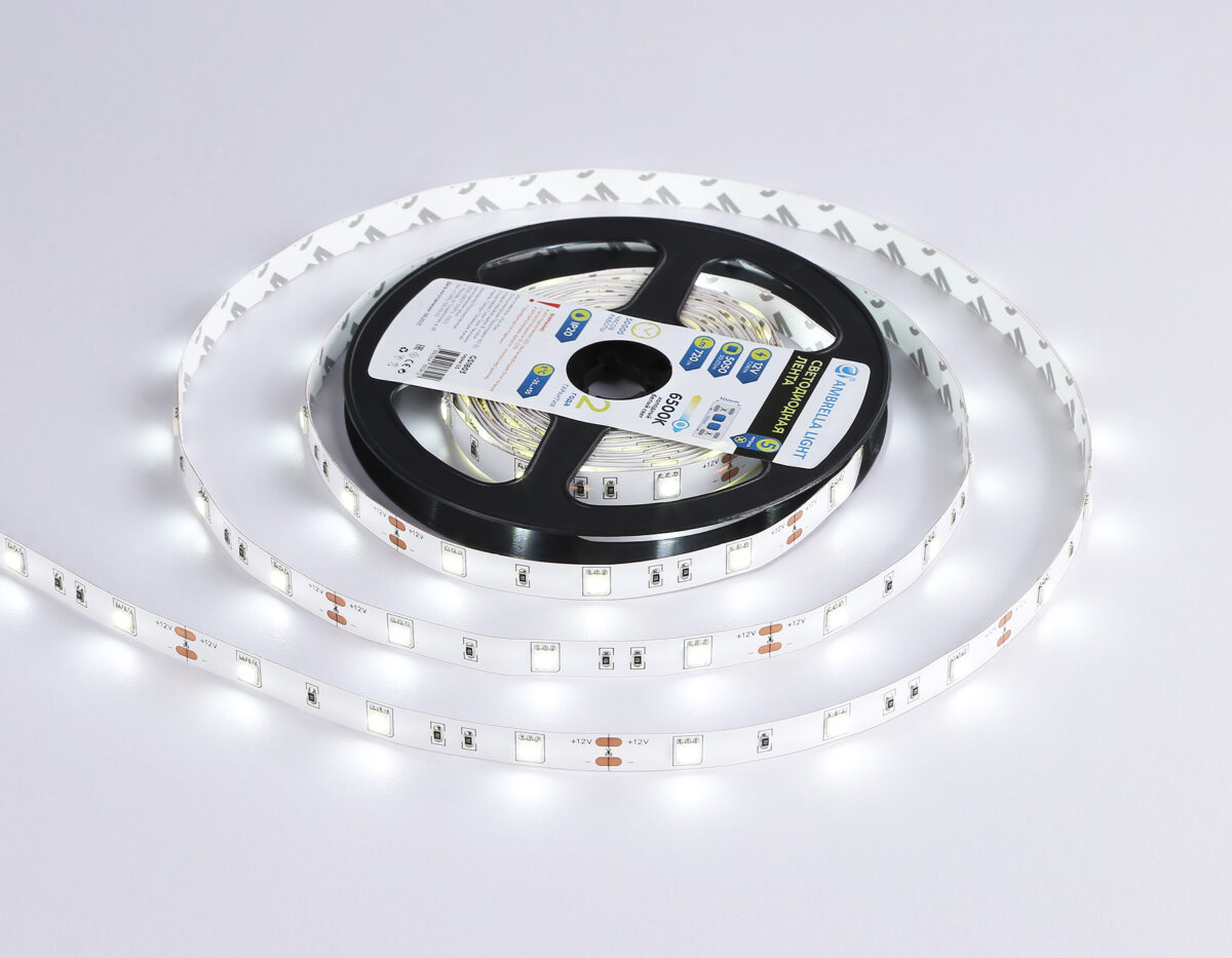 GS1803 5050 30Led/ 7.2W m/ 12V IP20 6500K/ 5000*10*1.87mm (2 конт.) — изображение 2