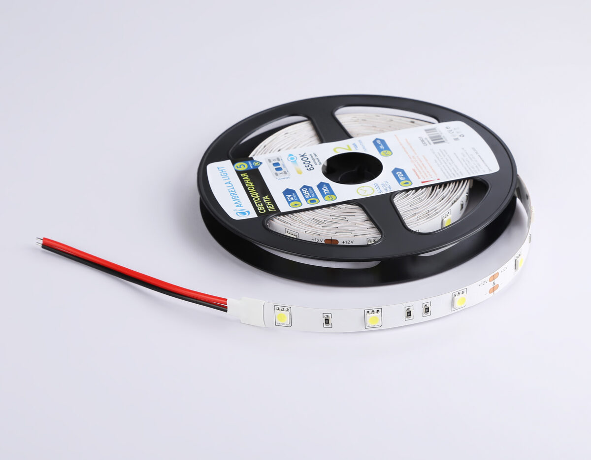 GS1803 5050 30Led/ 7.2W m/ 12V IP20 6500K/ 5000*10*1.87mm (2 конт.) — изображение 6