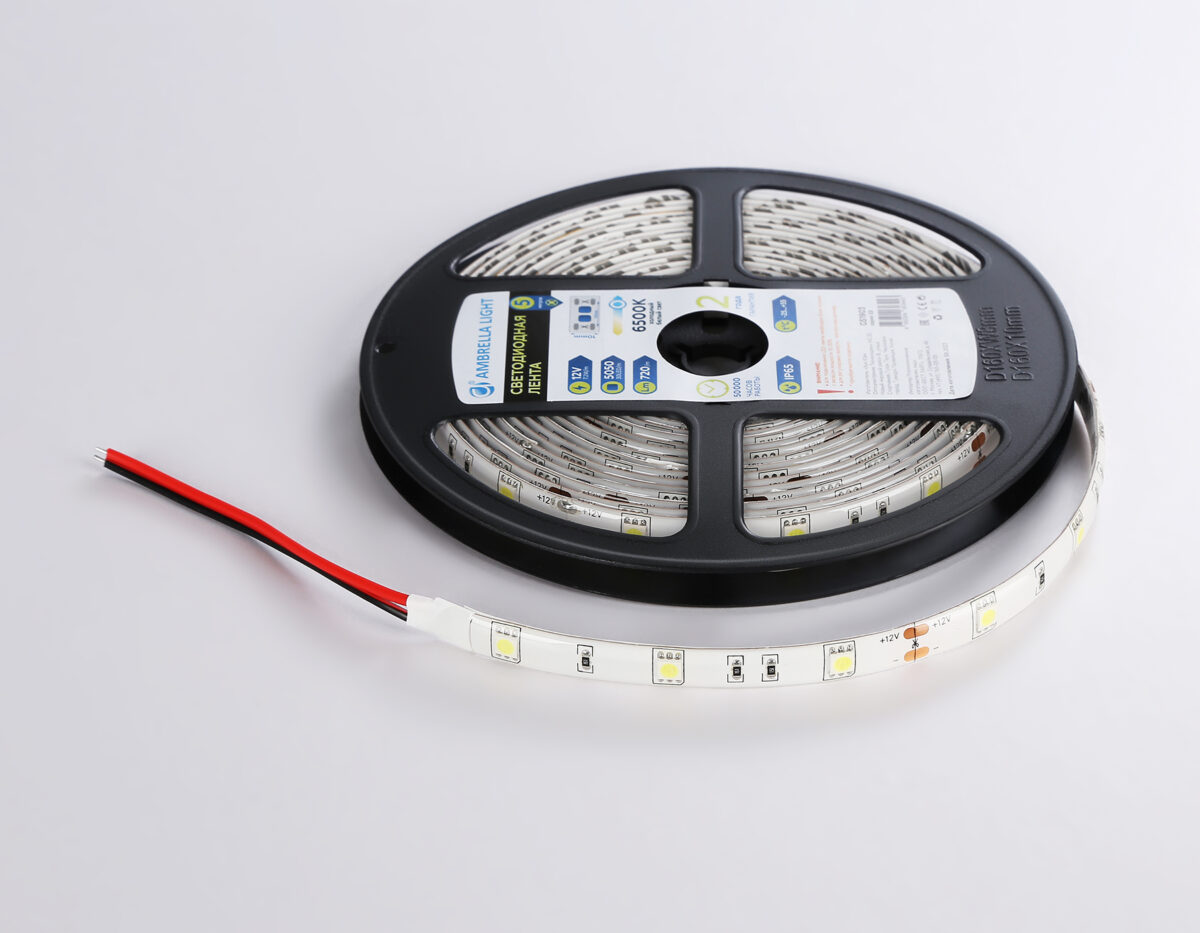 GS1903 5050 30Led/ 7.2W m/ 12V IP65 6500K/ 5000*10*2.87mm (2 конт.) — изображение 6