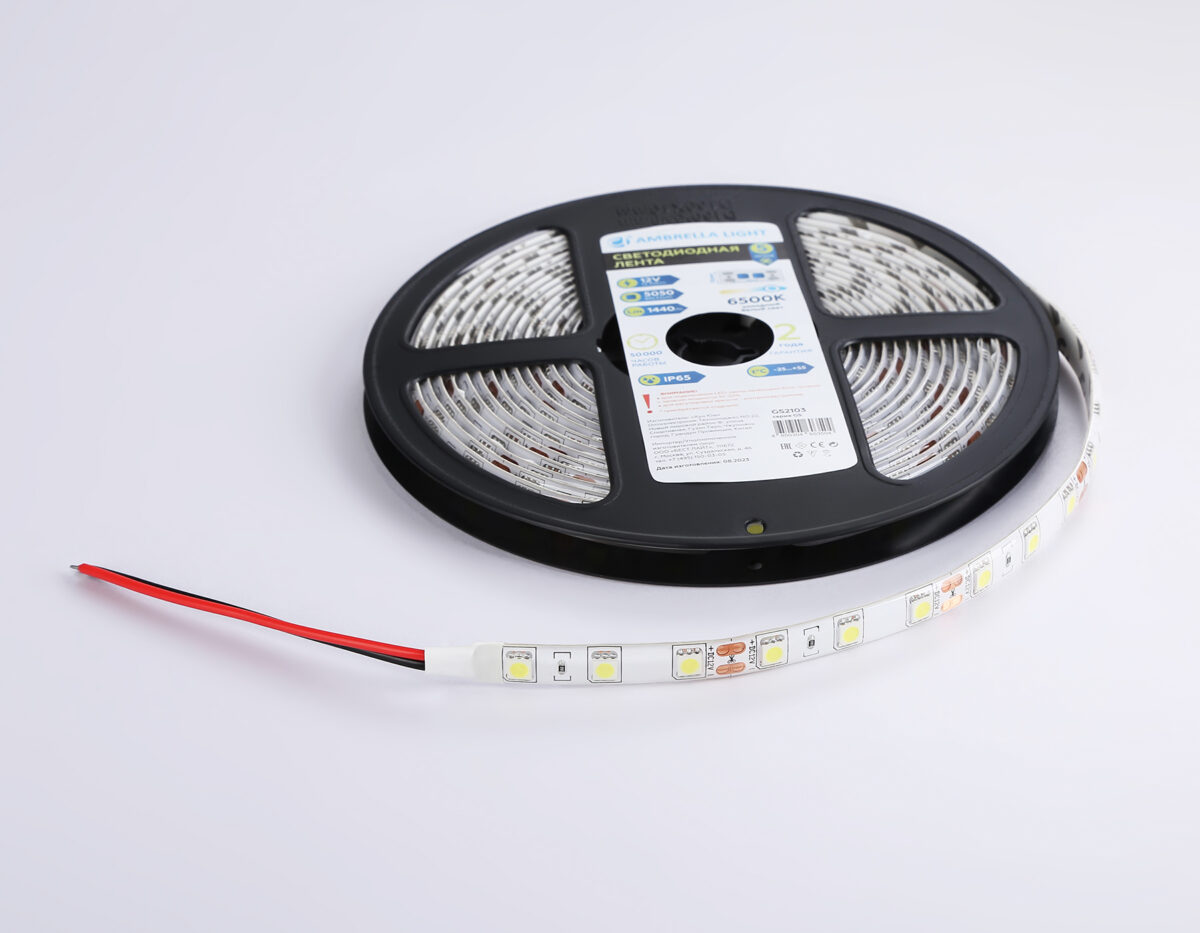 GS2103 5050 60Led/ 14.4W m/ 12V IP65 6500K/ 5000*10*2.87mm (2 конт.) — изображение 6