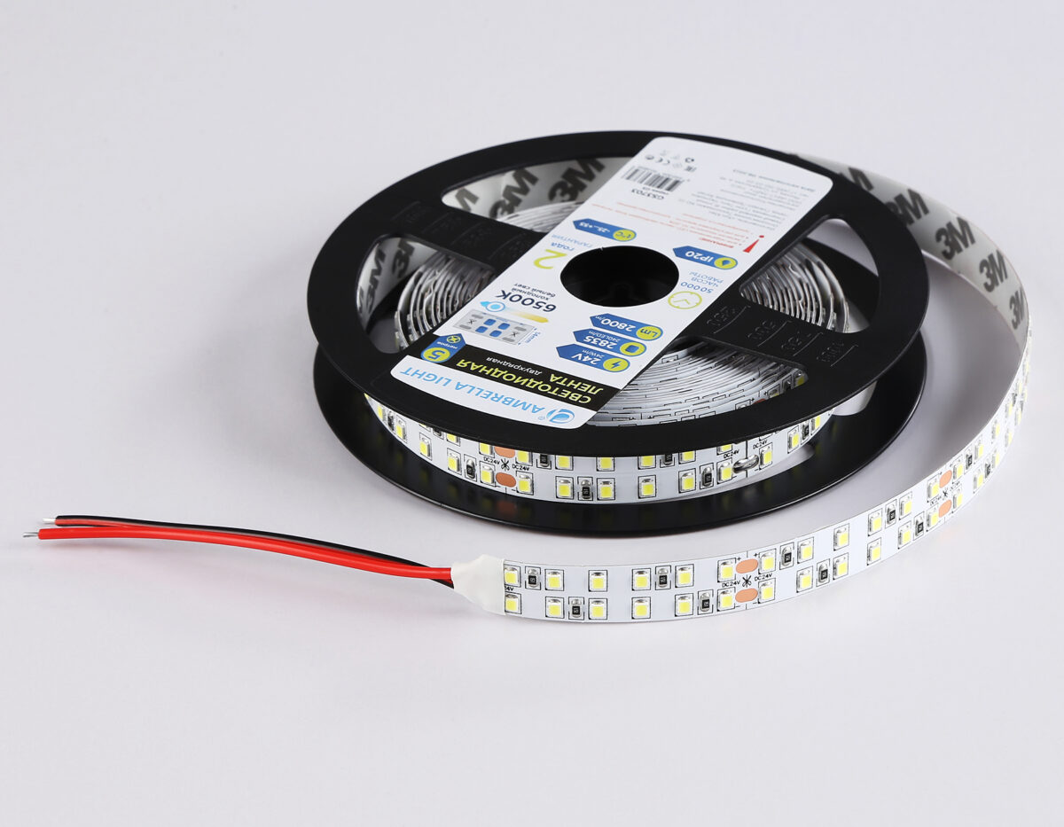 GS3703 2835 240Led /24W m/ 24V IP20 6500K/ 5000*14*1.2mm (2 конт.) — изображение 6