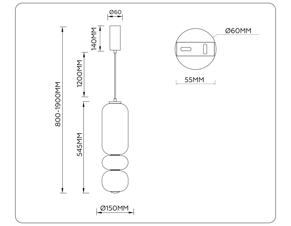 LH11033 BK/MG/SM черный/мраморно-серый/дымчатый 18W 3000K D150*1900 — изображение 6