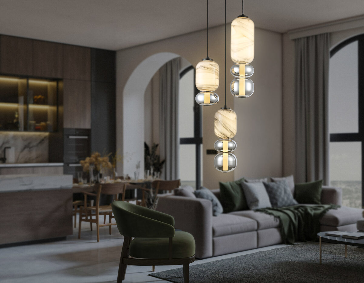 LH11036/3 BK/MG/SM черный/мраморно-серый/дымчатый 40W 3000K D410*2050 — изображение 5