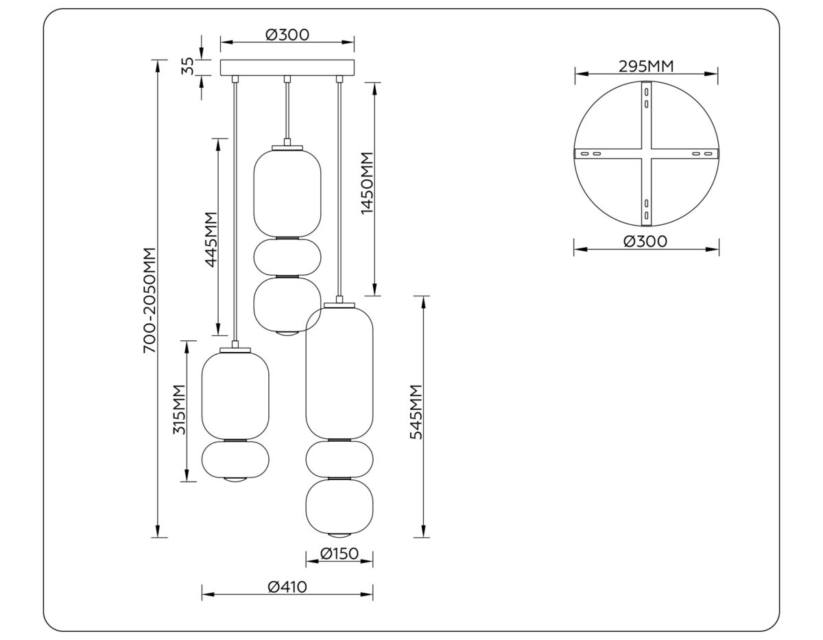 LH11036/3 BK/MG/SM черный/мраморно-серый/дымчатый 40W 3000K D410*2050 — изображение 6
