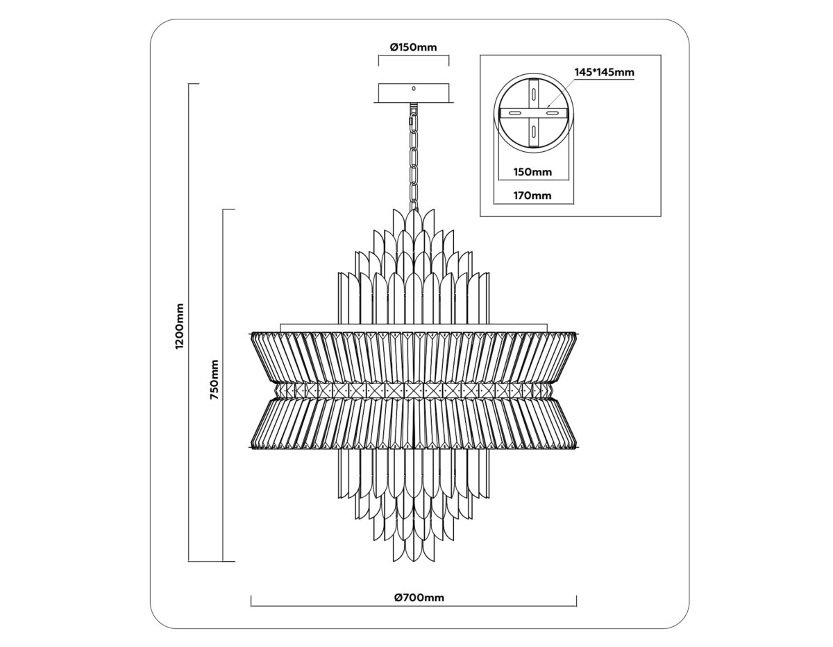 LH41023/18 BS/CL латунь/прозрачный E14*18 max 40W D700*750 — изображение 7