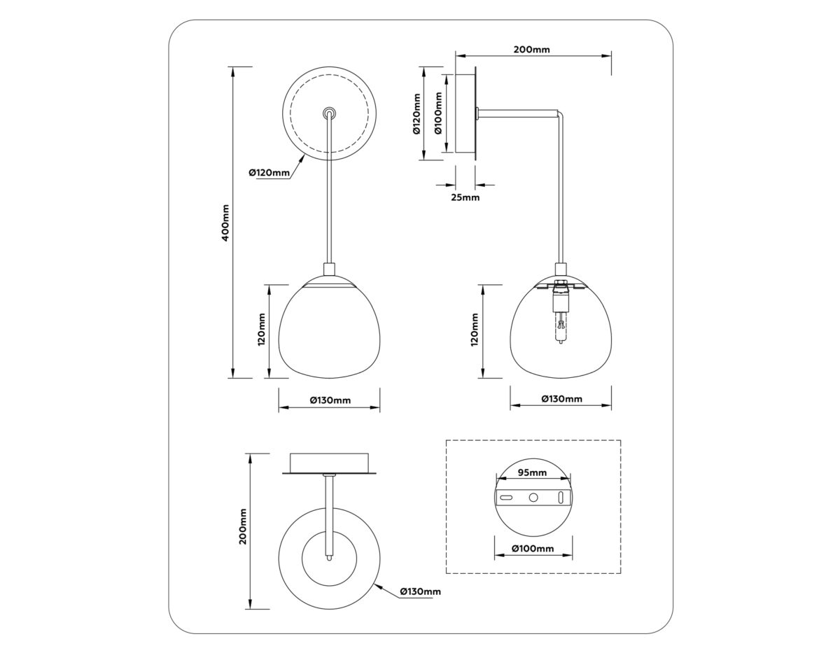 LH51005 SGD/BK/FR золотой песок/черный/белый матовый G9 max 28W 130*200*400 — изображение 6