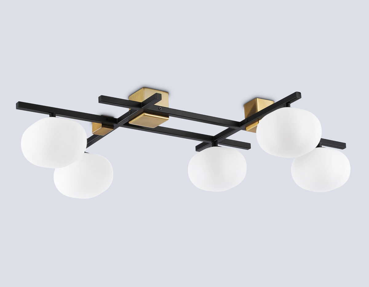 LH51015/5 BK/BS/FR черный/латунь/белый матовый G9*5 max 28W 800*560*170 — изображение 3