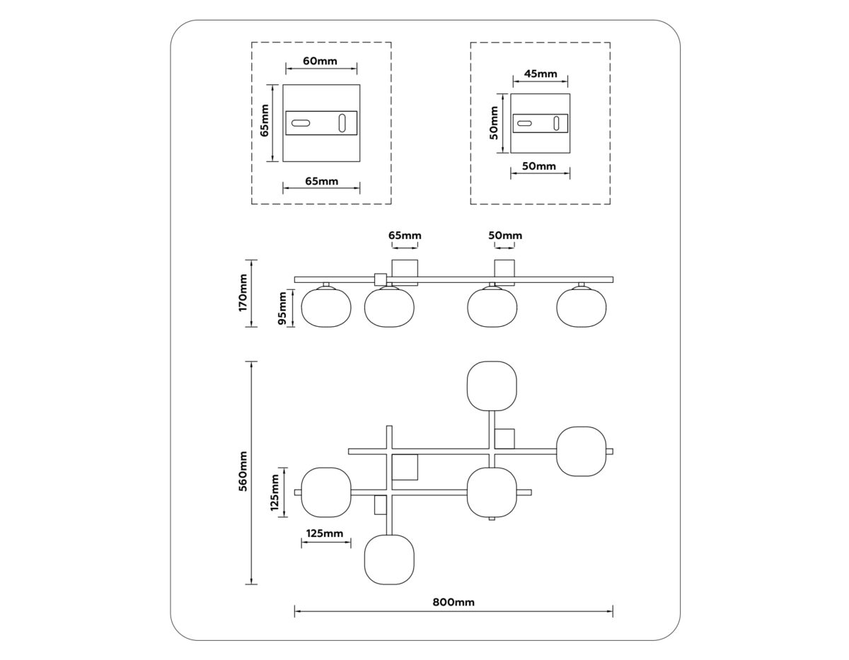 LH51015/5 BK/BS/FR черный/латунь/белый матовый G9*5 max 28W 800*560*170 — изображение 7