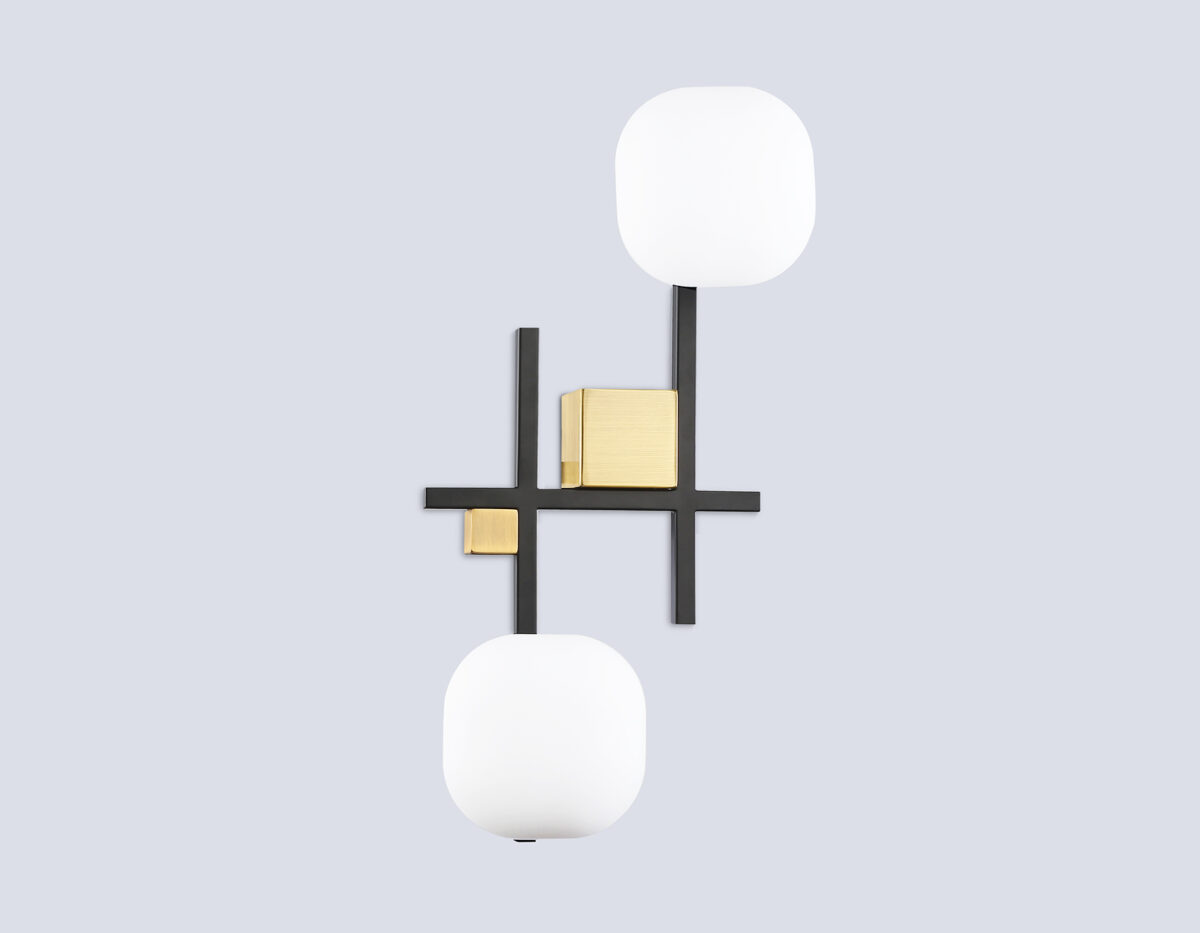 LH51019/2 BK/BS/FR черный/латунь/белый матовый G9*2 max 28W 230*170*480 — изображение 3