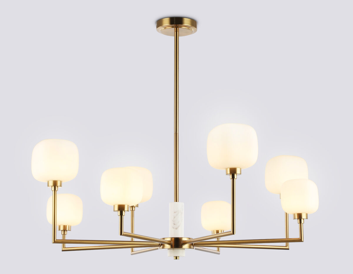 LH53017/8 BS/FR латунь/белый матовый G9*8 max 40W D830*680 — изображение 1