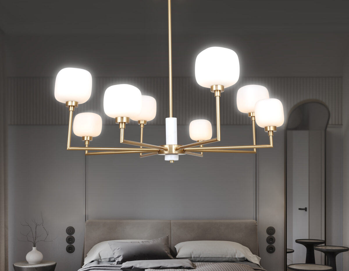 LH53017/8 BS/FR латунь/белый матовый G9*8 max 40W D830*680 — изображение 7